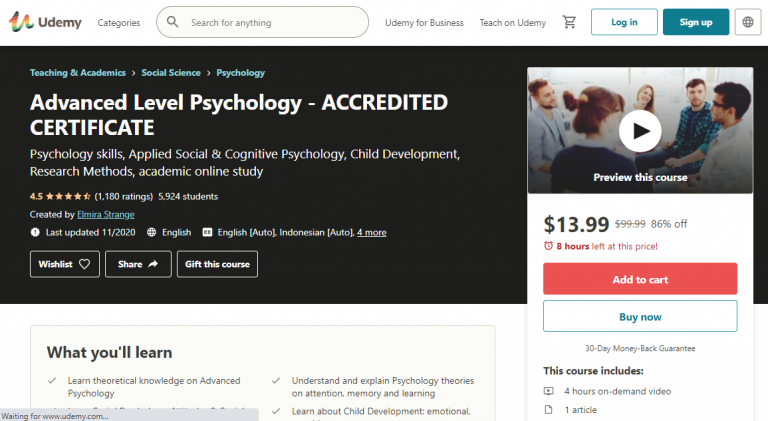 Advanced Level Psychology Certificate - Udemy