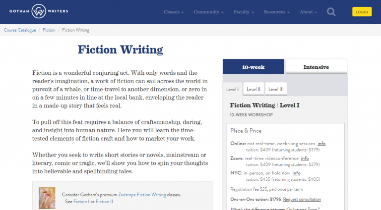 Fiction Writing Level 1 - Gotham Writers Workshop