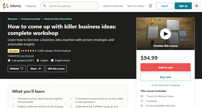 How to Come up With Killer Business Ideas - Udemy