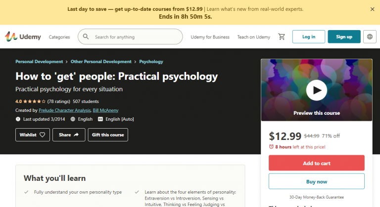 How to “Get” People: Practical Psychology - Udemy