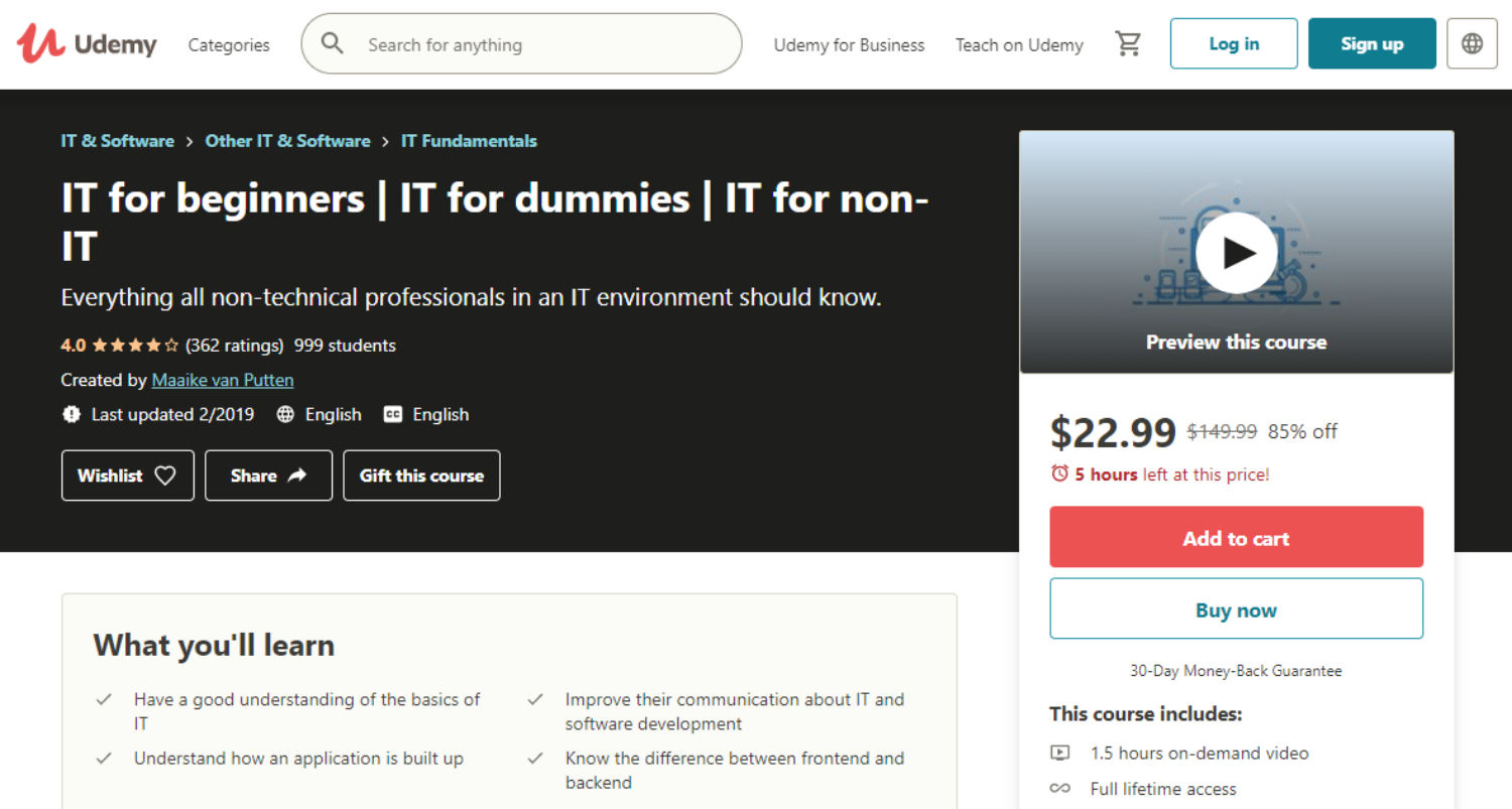 IT for beginners, IT for dummies, IT for non-IT - Udemy