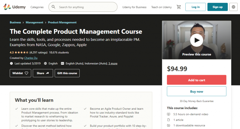 The Complete Product Management Course - Udemy